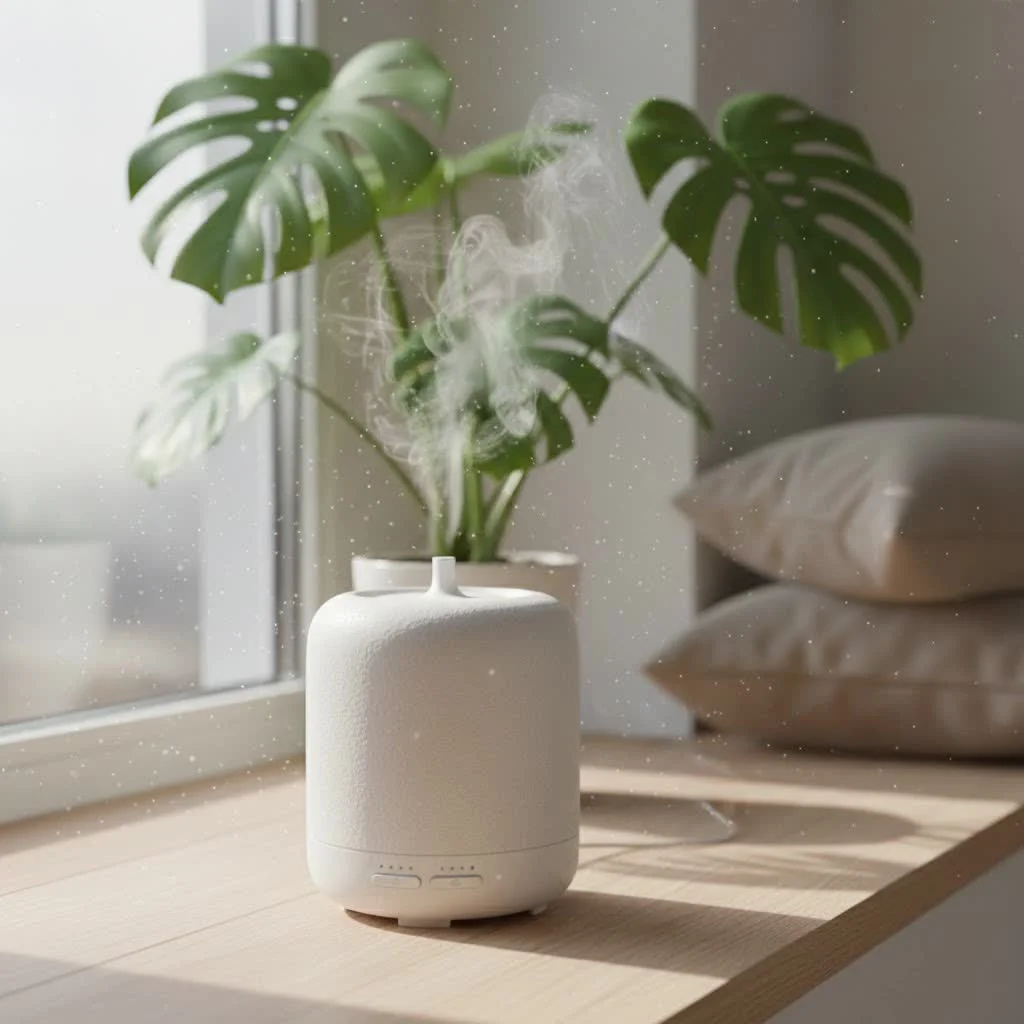 doTERRA aroma diffuser on a wooden surface